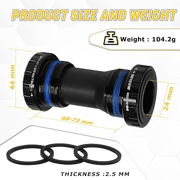 Threaded Bottom Bracket English BSA 68-73mm Steel Bearings Bike BB Bottom Bracket for 24mm Hollowtech Crankset for mountain bike/MTB (Black/Red)