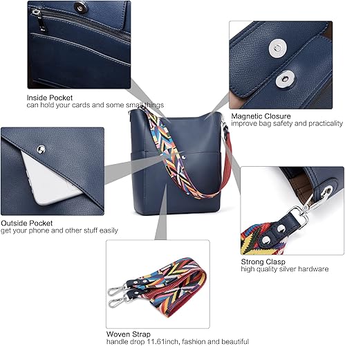 Miniatura 5 de BROMEN Bolsa Hobo para mujer diseñada con cuero vegano de hombro bandolera 1-negro, 1- marrón, 1-verde, 1-rojo, 1-amarillo, 2 - verde, 2-GRIS, 2-