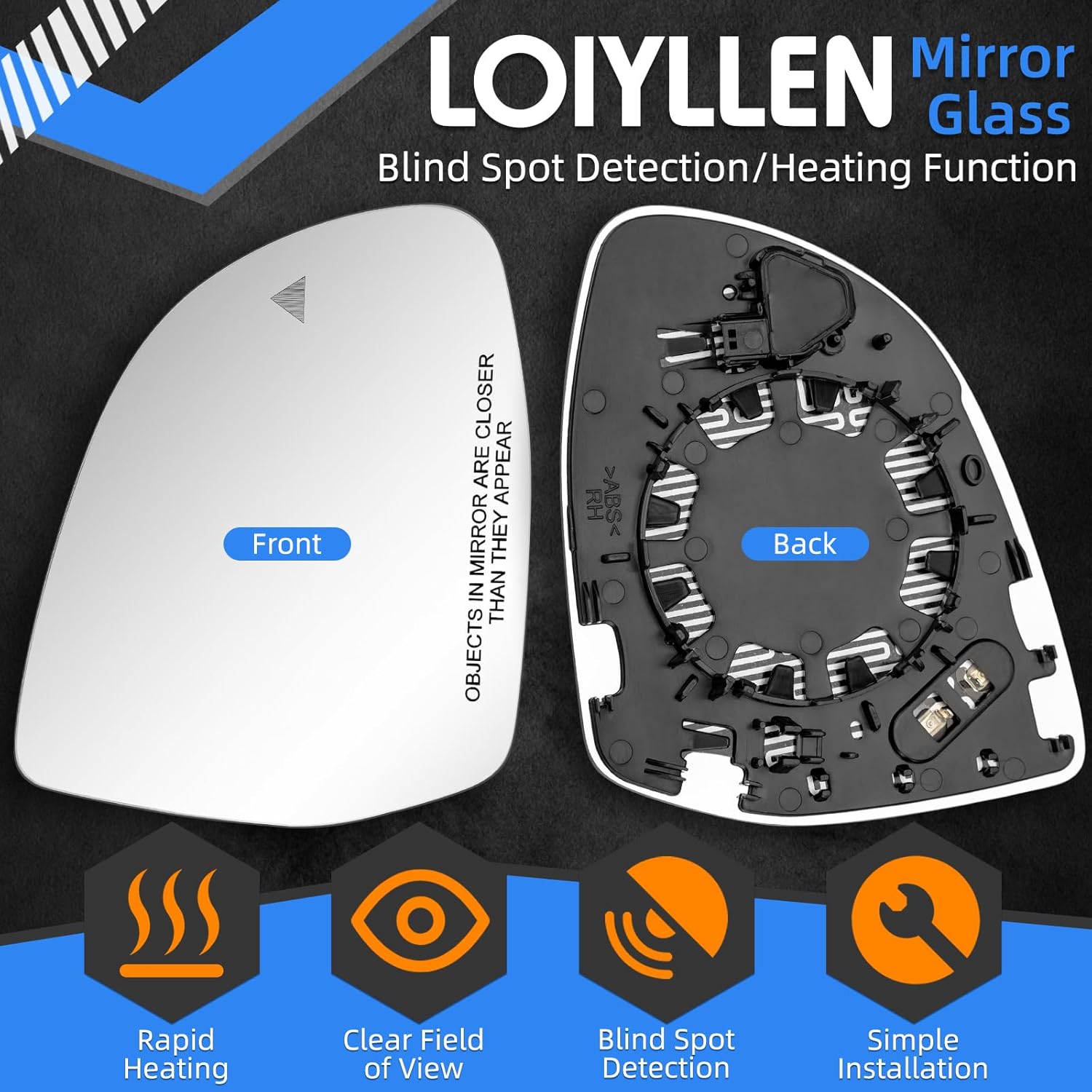 Passenger Side Mirror Replacement for BMW X3 G01 G08 X3M F97, X4 G02 X4M F98, X5 G05, X6 G06, X7 G07 - Right Side Mirror Glass, Rear View Mirrors Glass with Power Heated & Blind Spot