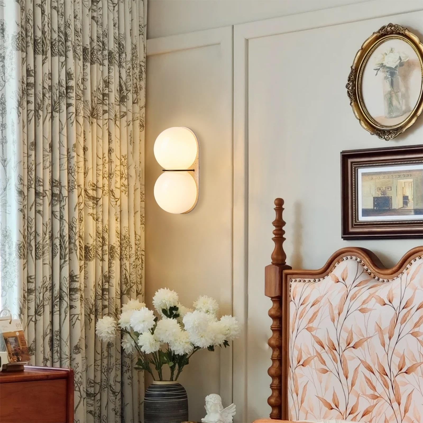 Jadssox Kinkiet ścienny ze szkła mlecznego trawertyn kinkiet Art Deco