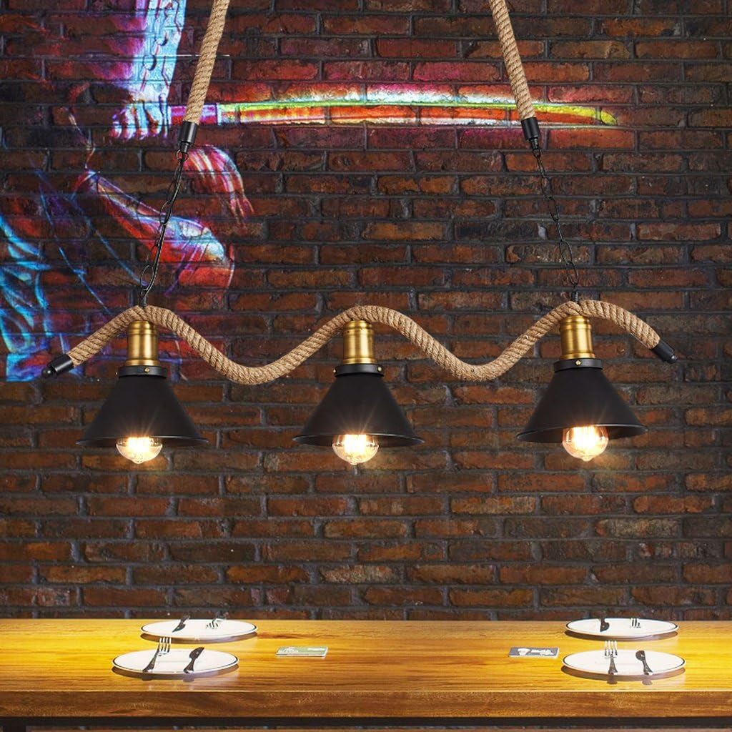 MILUCE Loft Rejuvenation Industrial Wind Three Restaurant Bar Counter Lamp American Bar Coffee Shop Snack Rope Chandelier
