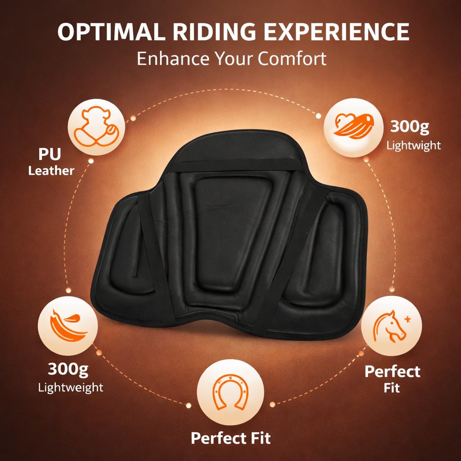 Cuscino Sella Cavallo, Imbottitura Antishock per Sella Western Lunga, Memory Foam e Pelle PU, 56x45cm - Distribuzione Pressione e Antiscivolo, Comfort per Cavallo e Cavaliere