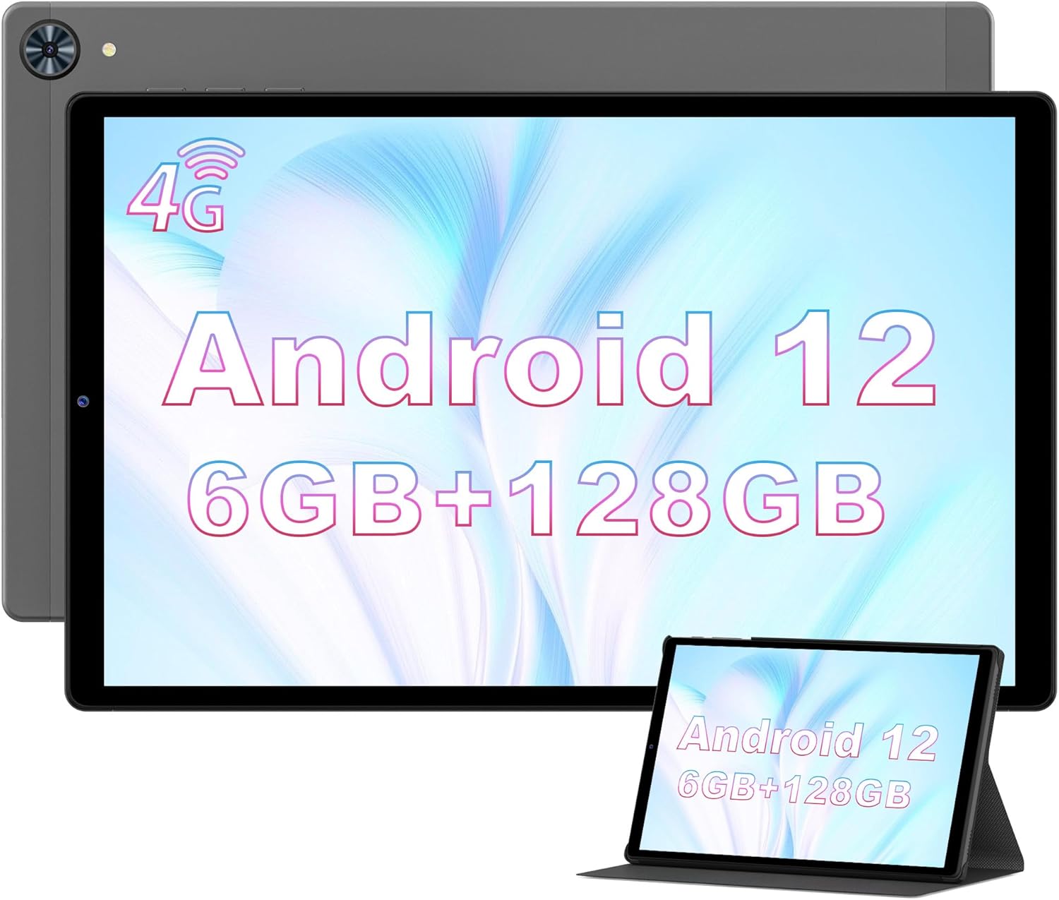 LNMBBS Tablet 10.3 Zoll,Android 12.0, 6GB RAM, 128 GB ROM (TF 1TB Spagnolo), 4G LTE Dual SIM Card, Tablet 8-Core, 8000mAh, 8MP+13MP, WiFi, GPS, Type C (Nero)