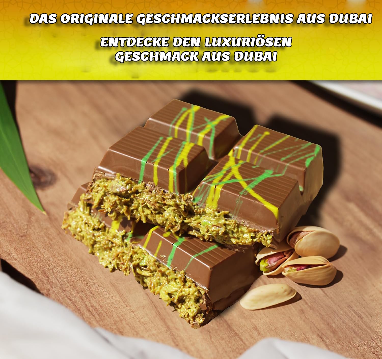 𝗢𝗥𝗜𝗚𝗜𝗡𝗔𝗟𝗘 𝗔𝗥𝗧 Dubai Schokolade - mit Pistazie & Kadayif - originale Dubai Rezeptur - sehr lecker - 100g (5 Tafeln - 500g)