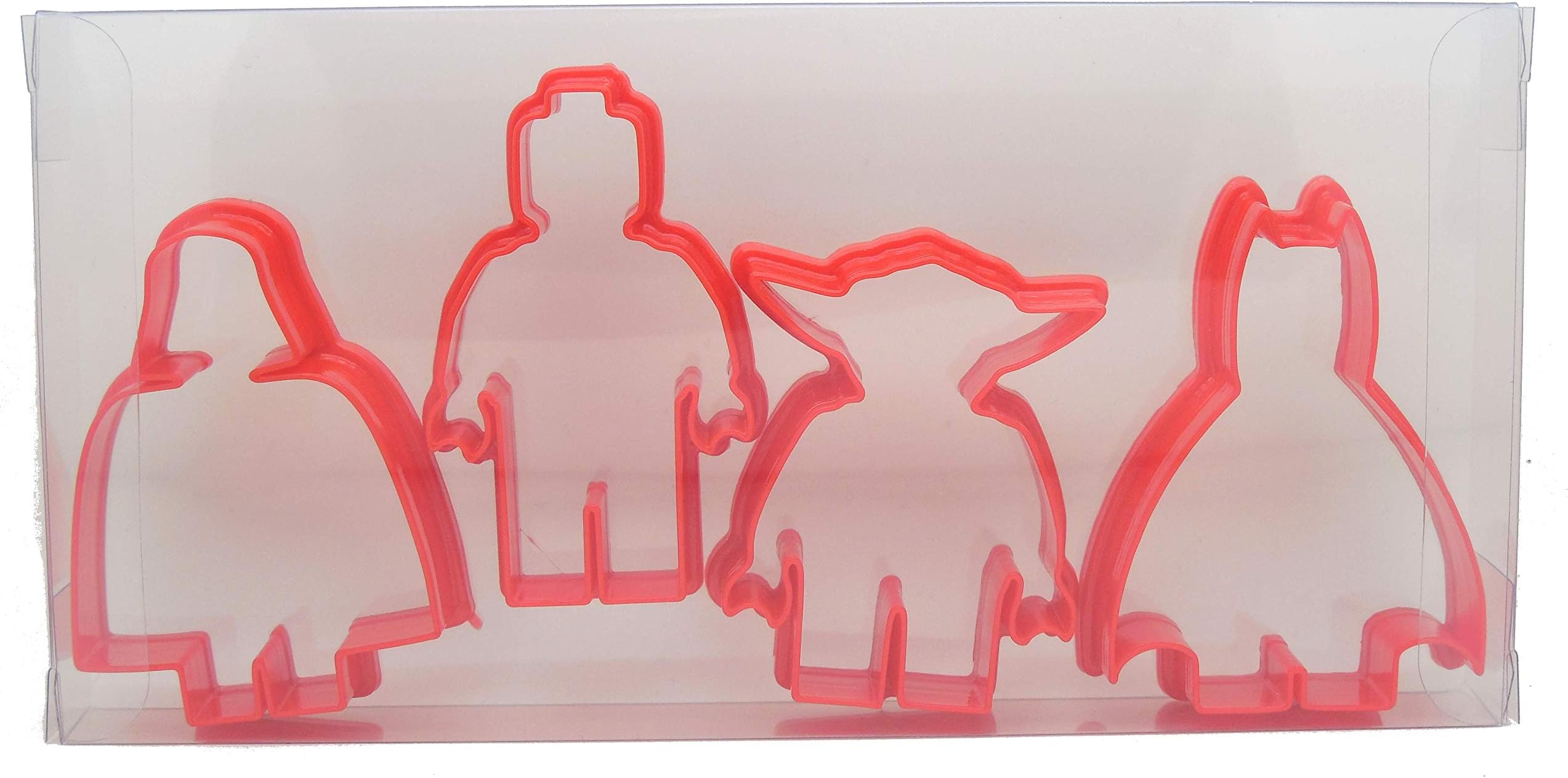 Goggly Minifigure Shaped Mini Figures Set of 4, Batman, Yoda, Minifigure Man & Darth Vader Cookie Cutter, Biscuit, Pastry, Fondant Cutters