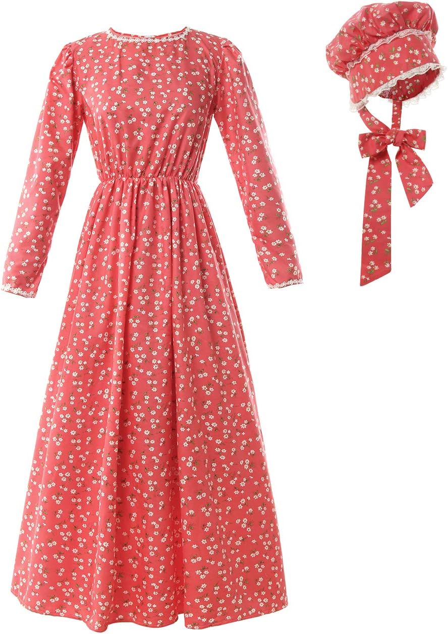 ROLECOS Pioneer Women Costume Floral Prairie Dress Deluxe Colonial Dress Laura Ingalls Costume