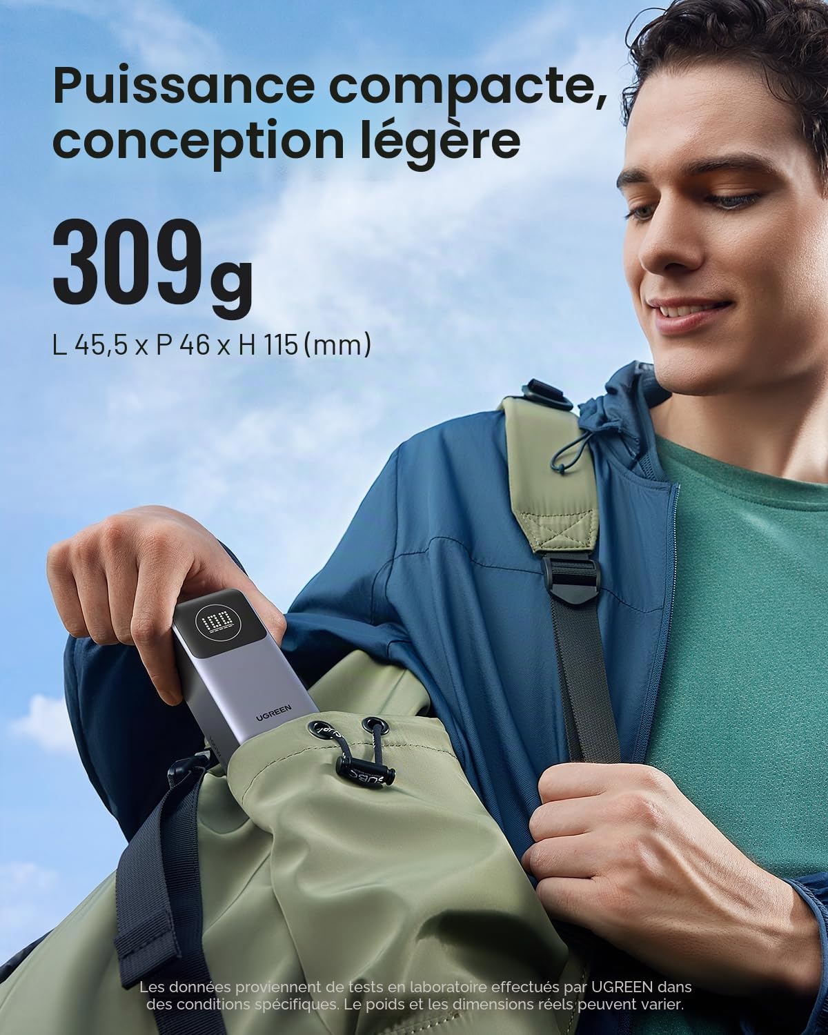 Batterie urgence UGREEN 12000 mAh Gris anodisé
