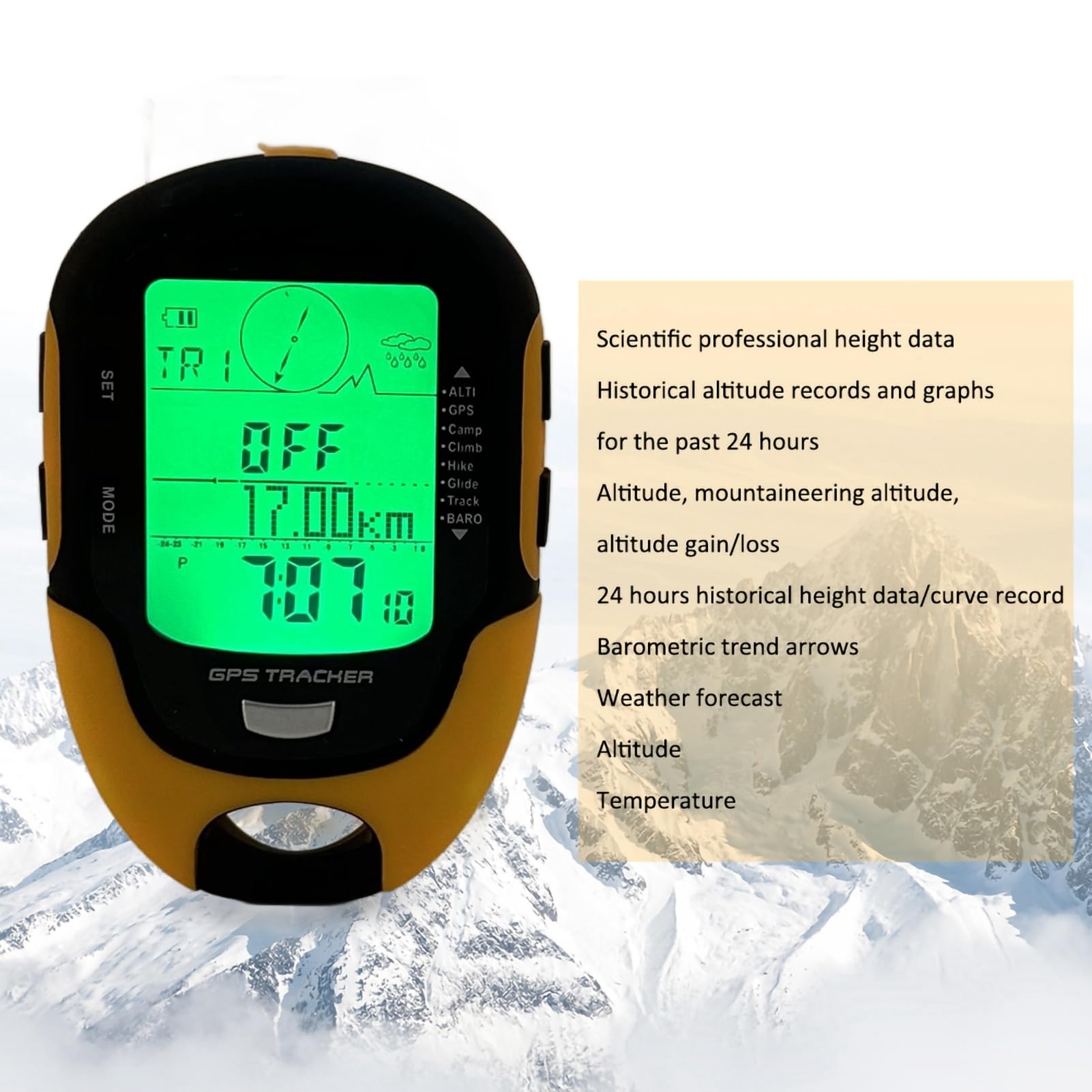 Chrees FR510 ABS IPX4 WASGERFORTE GRADE OUTTOOR -NAVIGATION Höhenmesser Temperaturfeuchtigkeit Kompass GPS Elektronischer Höhenmesser GPS Elektronischer