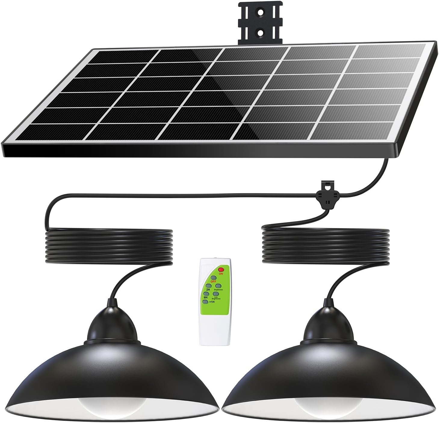 Photo voltaic Pendant Lights Upgraded Double Bulb Lights IP65 Weatherproof Nightfall to Daybreak Photo voltaic Shed Lamp with Distant Controller for Outside Gazebo Barn Rooster Coop Bullpen Pig Pen Stables Tents