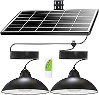 Lightonight Solar Pendant Lights: Upgraded Double Bulb IP65 Waterproof Dusk to Dawn Auto On/Off Remote Shed Barn Coop Lamp
