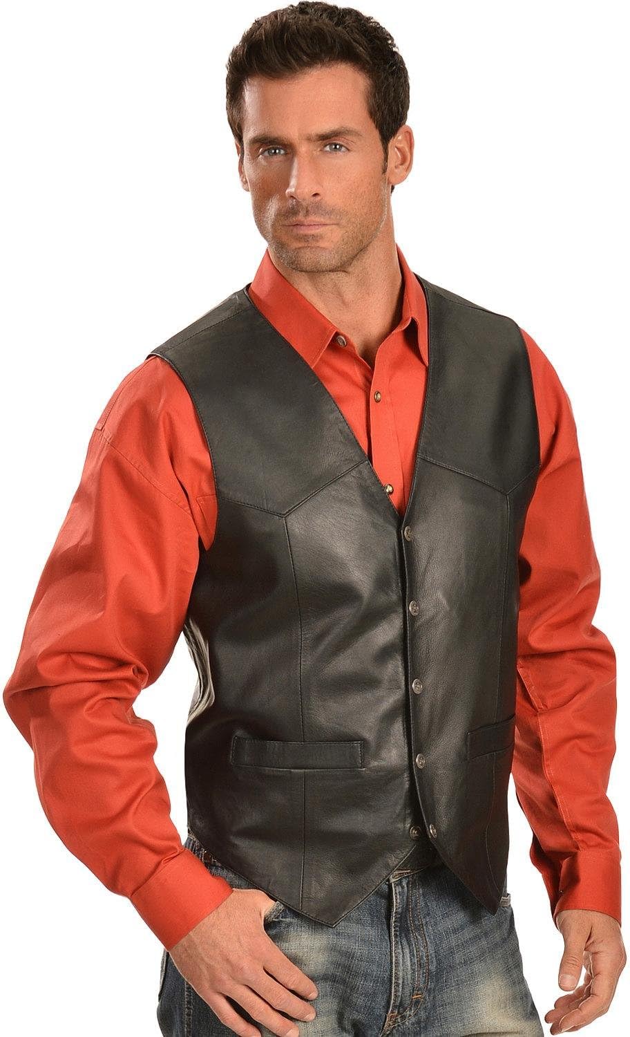 Scully Black Soft Touch Lambskin Western All Leather Vest 507