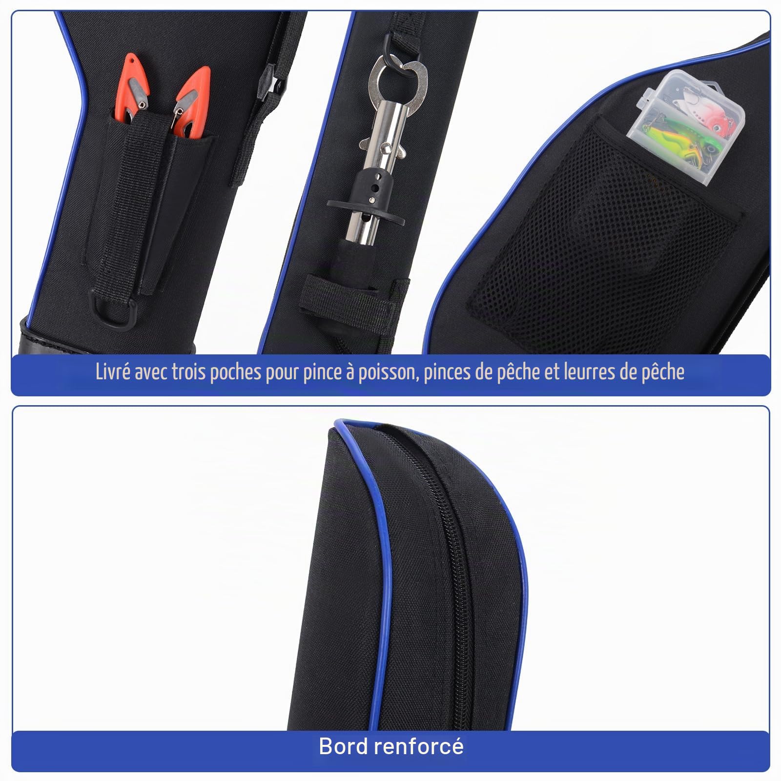 Lixada Sac de Protection étanche pour Canne à pêche de 1,3 m, étui de Rangement Rigide pour matériel de pêche