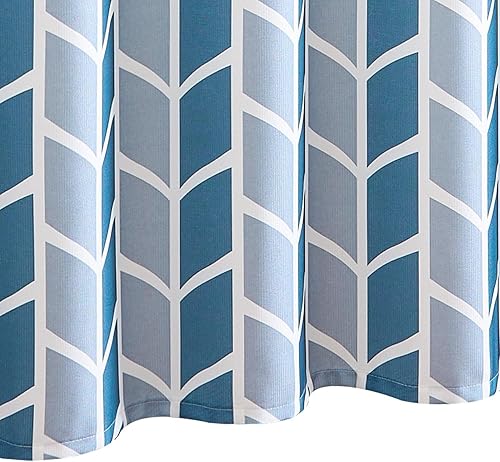 Miniatura 8 de JINCHAN Cortina de ducha geométrica azul y blanca con flecha de chevron, cortinas de ducha estilo granja para baño, moderna tela impermeable con 12