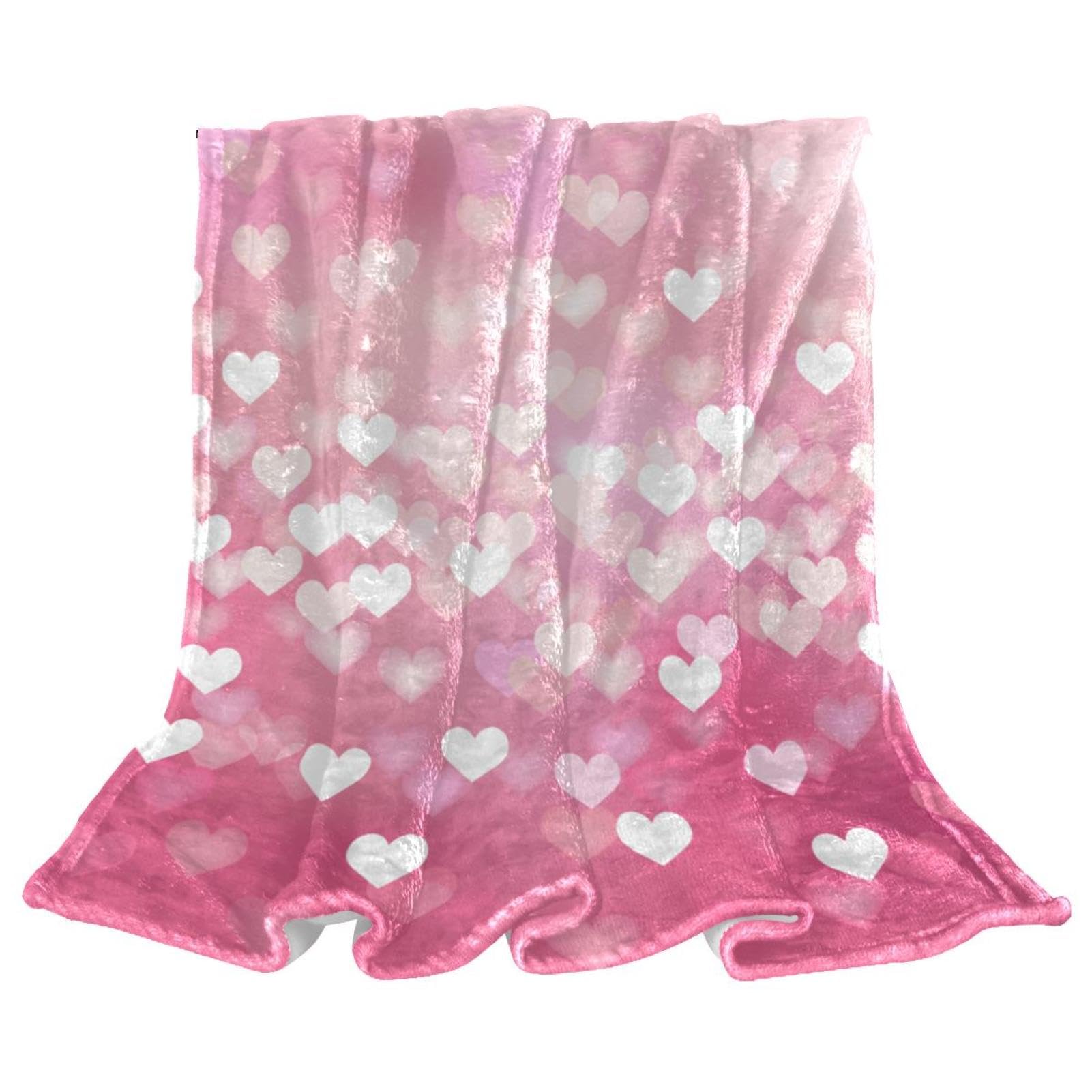 Couverture polaire rose motif amour | Doux jeté de canapé microfibre chaud pour salon et lit