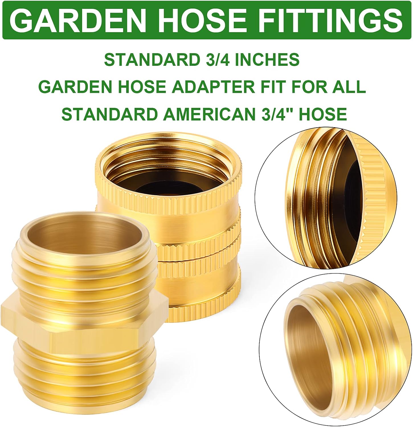 TAISHER 12 Packs Brass 3/4" Female & Male GHT Hose Connectors, Double Female Swivel Hose Adapter Garden Hose Fittings and Adapters