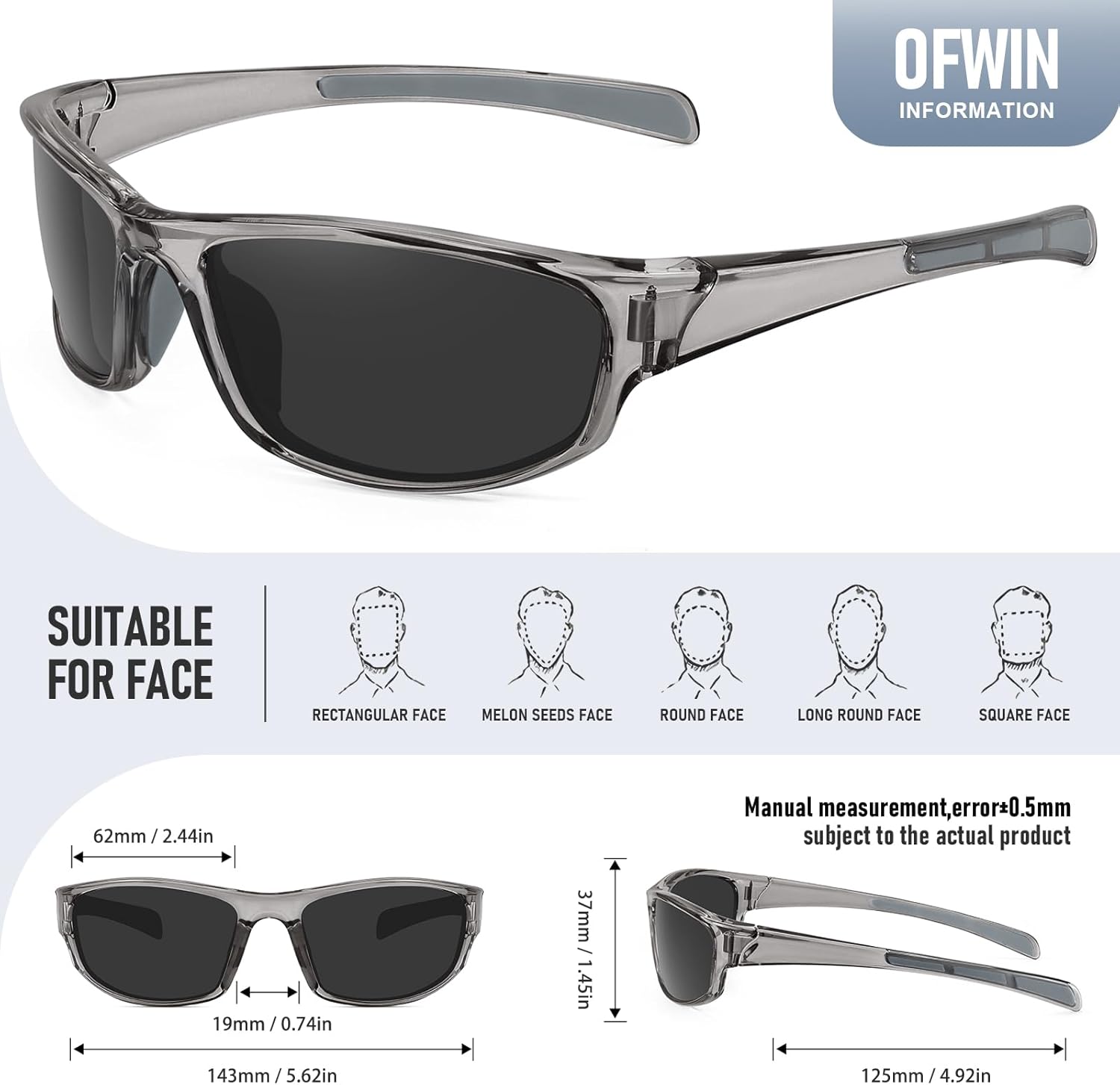 Sports Polarized Sunglasses for Men Women Wrap Around Sun Glasses Fishing Cycling Driving Running UV Protection - Image 3