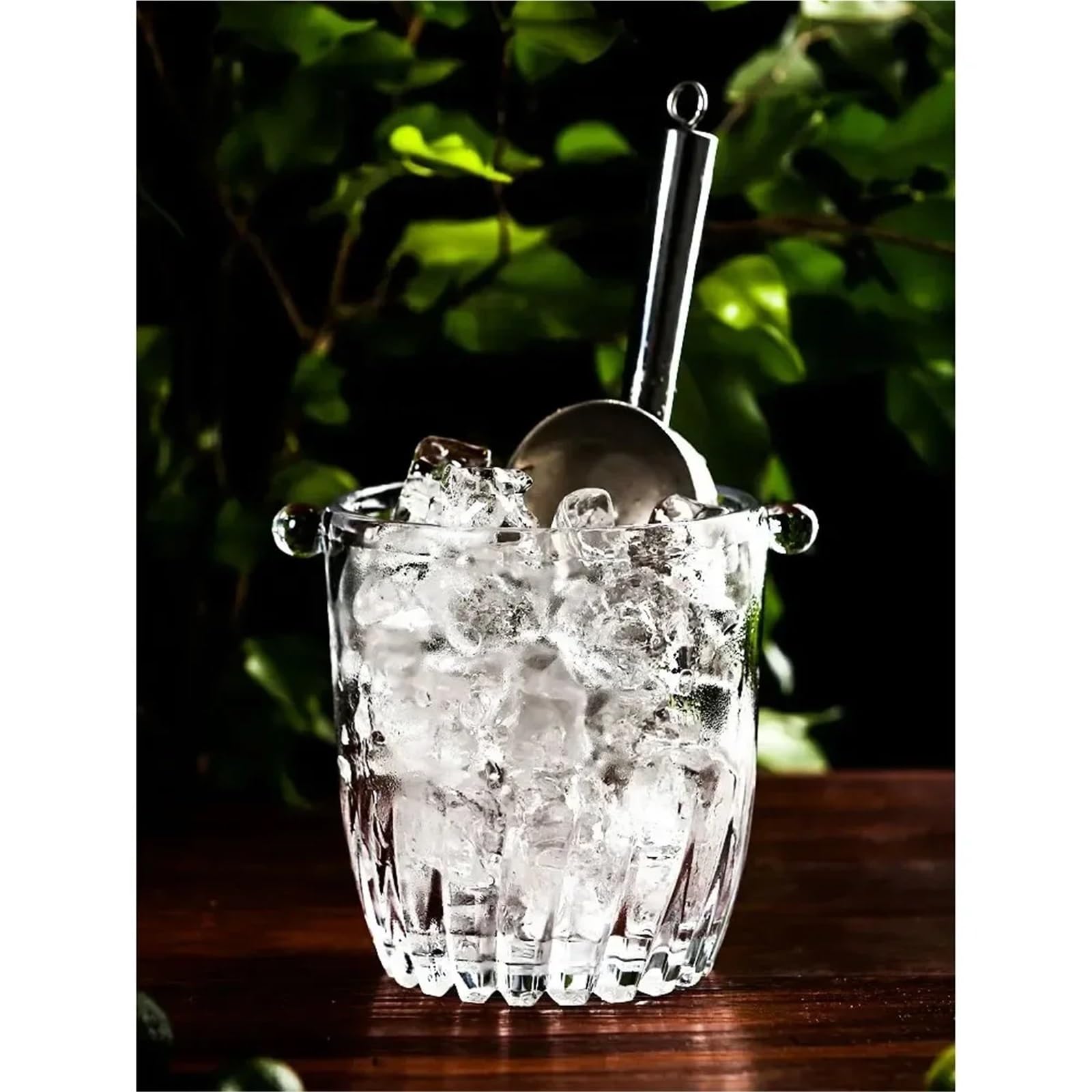 Cubo de Hielo de Vidrio Transparente for Barman, Cubo de champán con Clip for Hielo for Fiestas en el Bar. per Casa, Bar(Style a)