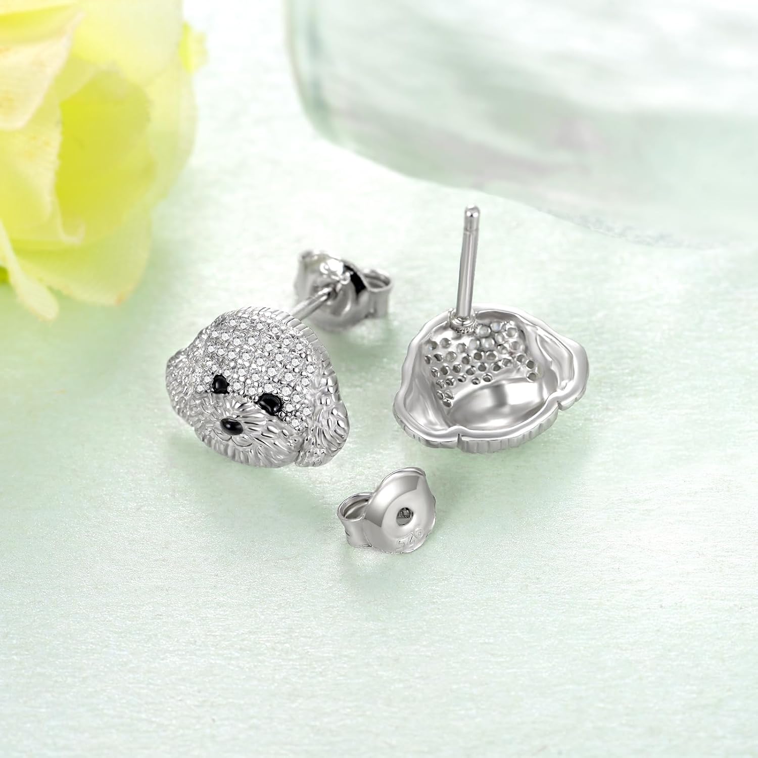 Poodle Earrings 925 Sterling Silver Poodle Teddy Dog Stud Earrings Animal Earring Jewelry Birthday Gifts for Women - Image 3