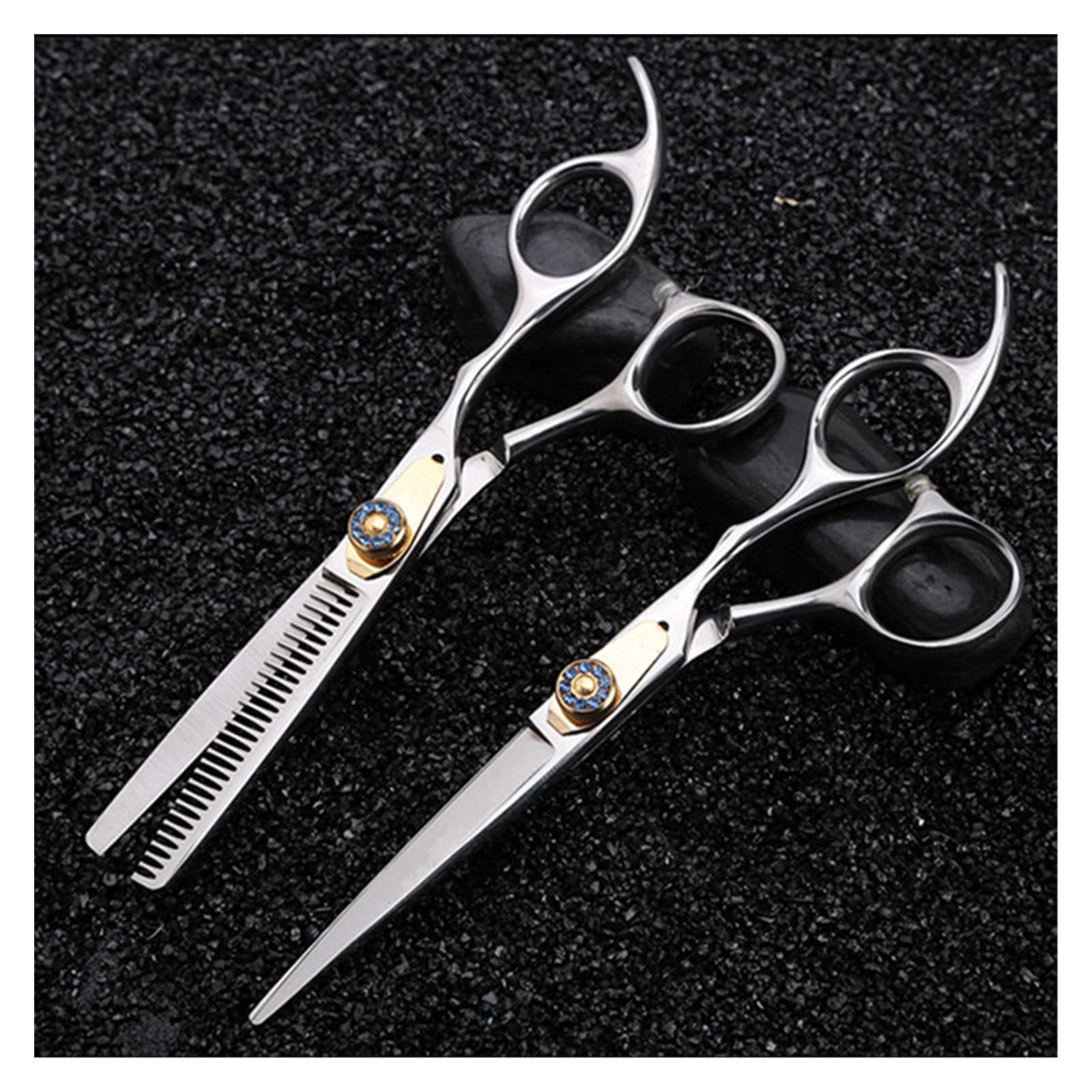 6 Inch Hairdressing Scissors, Hair Thinning, Hairdresser Scissors, Tooth Scissors, Hairdresser Scissors Hair Cutting Shears (Color : Goud Cutting) (Goud Set B)