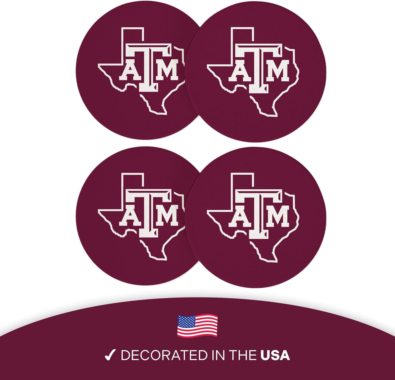 Desert Cactus Texas A&M University Circle Ceramic Coasters 4 Pack Aggies TAMU Absorbent Drink Coasters with Cork Backing (Design B) - Image 4