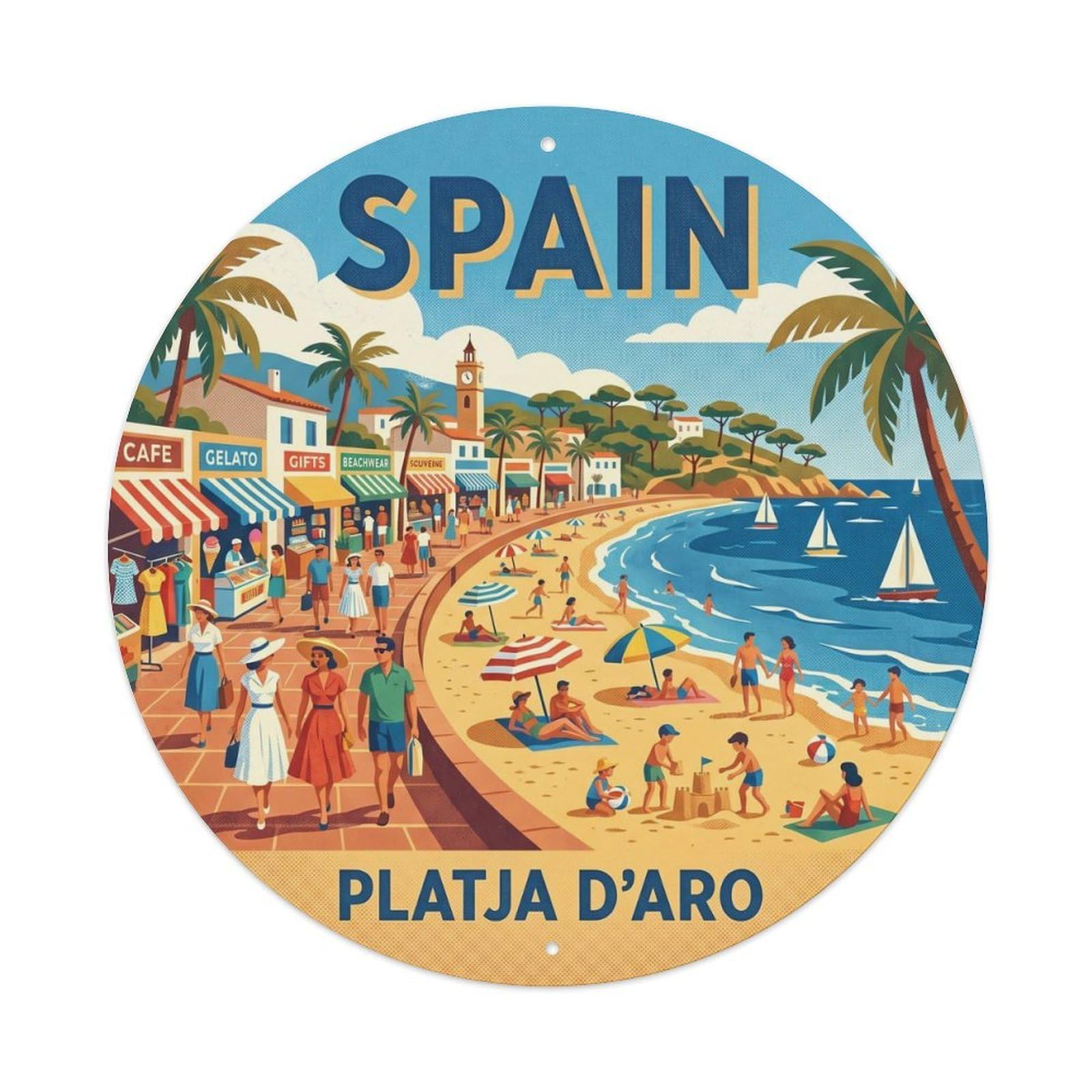 Costa Brava Platja DAro Spain Landmark Travel Metal Tin Sign