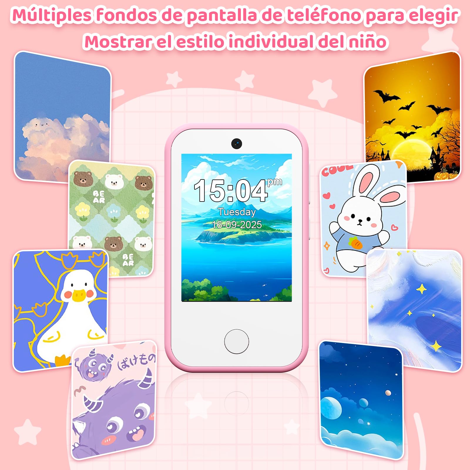 Teléfono móvil 4G para niños con cámara Dual, Pantalla táctil de 2,8 Pulgadas, Juguete Educativo para niños y niñas de 3, 4, 5, 6, 7, 8 y 9 años, Color Rosa