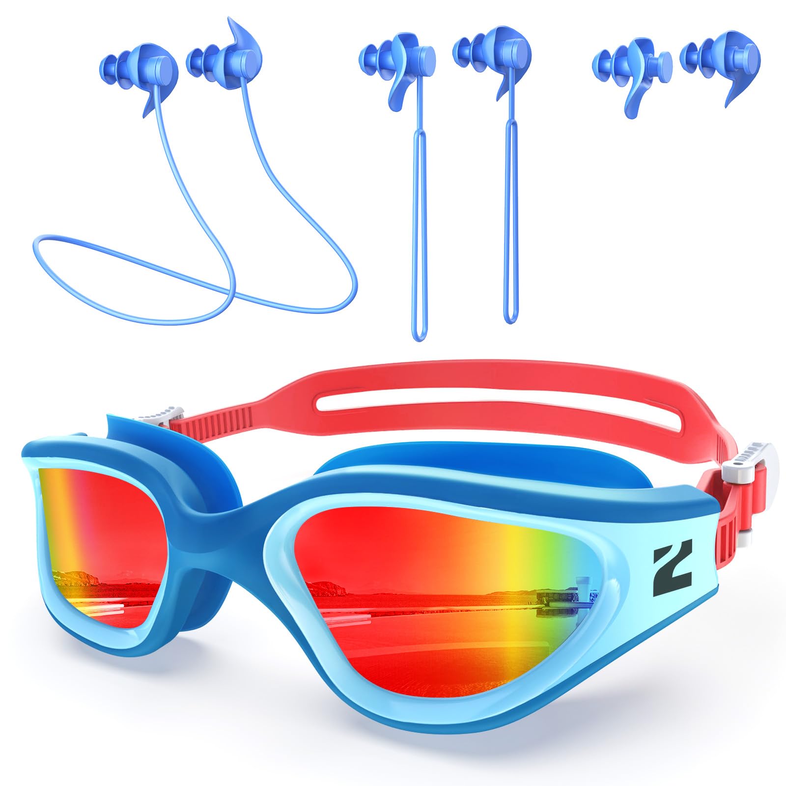 ZIONOR G1 Lite - Gafas de natación polarizadas con 3 pares de tapones para los oídos, protección UV antivaho, gafas de natación para adultos, hombres, mujeres y jóvenes