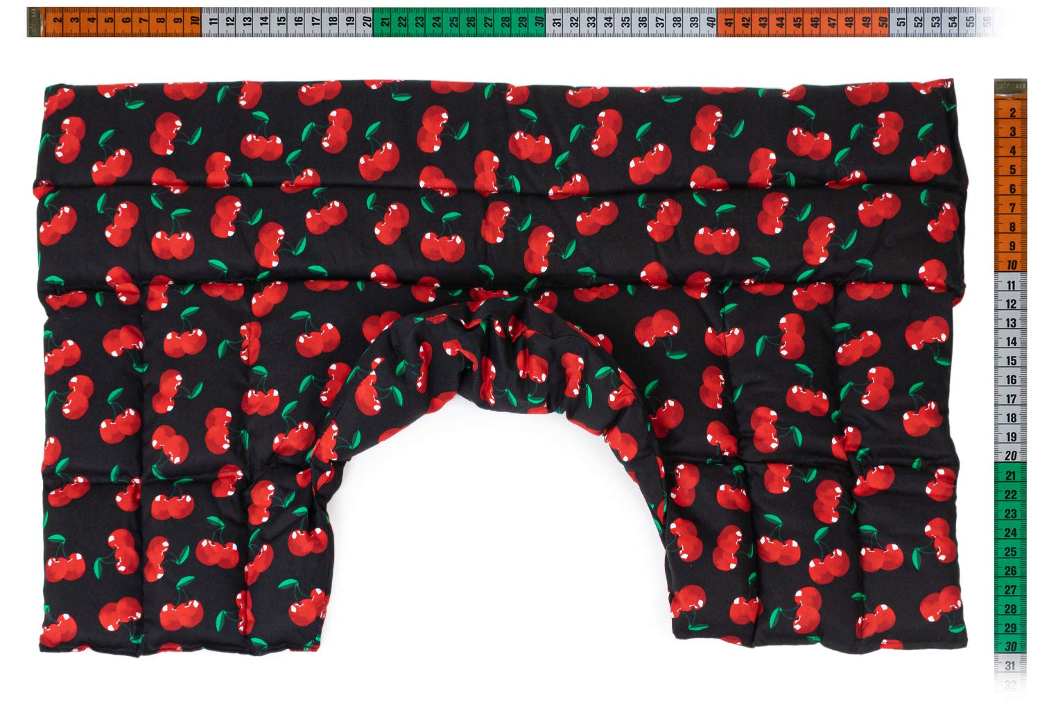 Bio-Dinkelkissen Schulter & Nackenkissen mit Kragen. Wärmekissen Körnerkissen Nackenwärmer für Mikrowelle und Backofen (cherry-black, Bio-Dinkel)