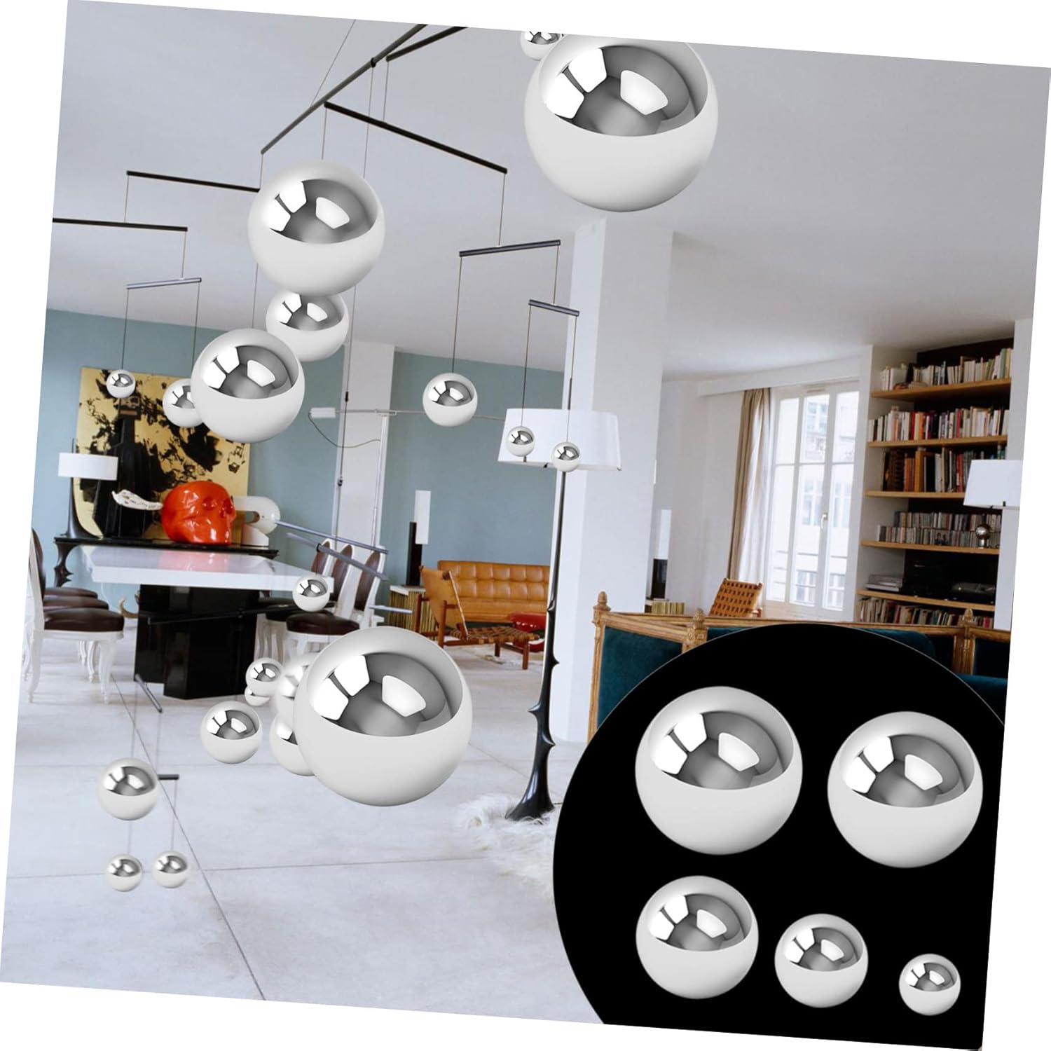 SUPVOX 5pcs Garden Gazing Ball Mirror Polished Stainless Steel Floating Ball for Decorative
