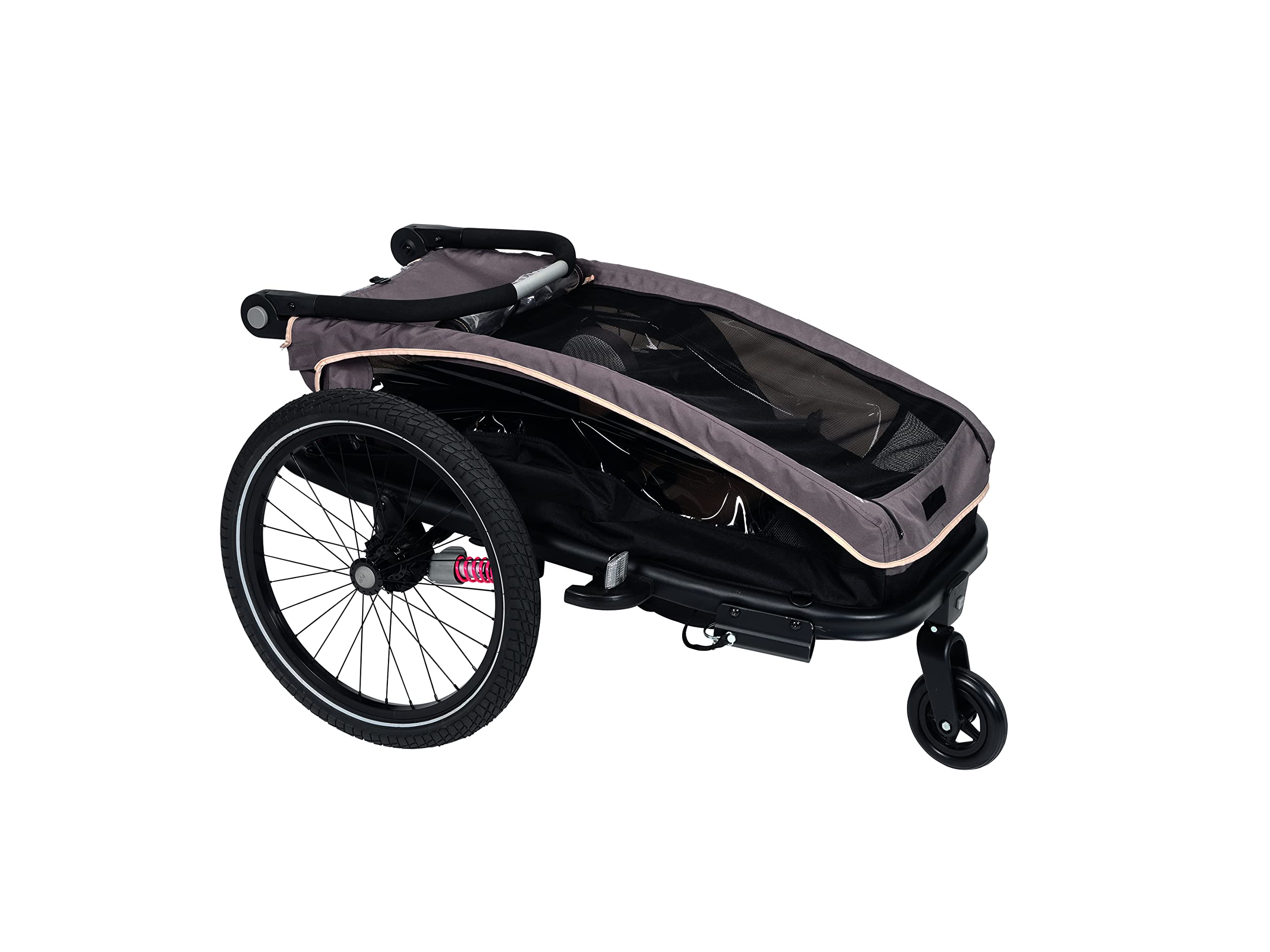 Rimorchio per bambini XLC MONO-S BS-C09: un compagno versatile per le avventure all'aperto con tutta la famiglia, grigio/beige/antracite