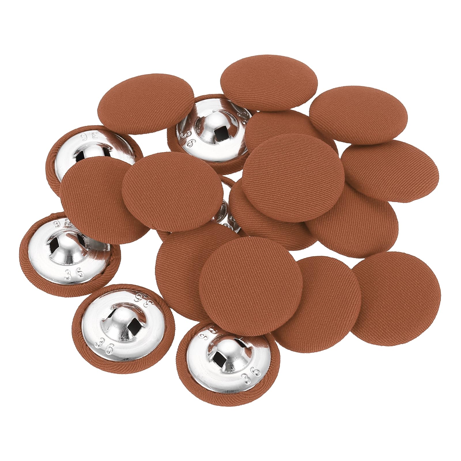 sourcing map 20Pcs Fabric Cloth Covered Button, 23mm 36L Metal Shank Round Sewing Buttons Fabric Covered Button for Coat Dress Sweater Hats Crafts Making, Dark Orange