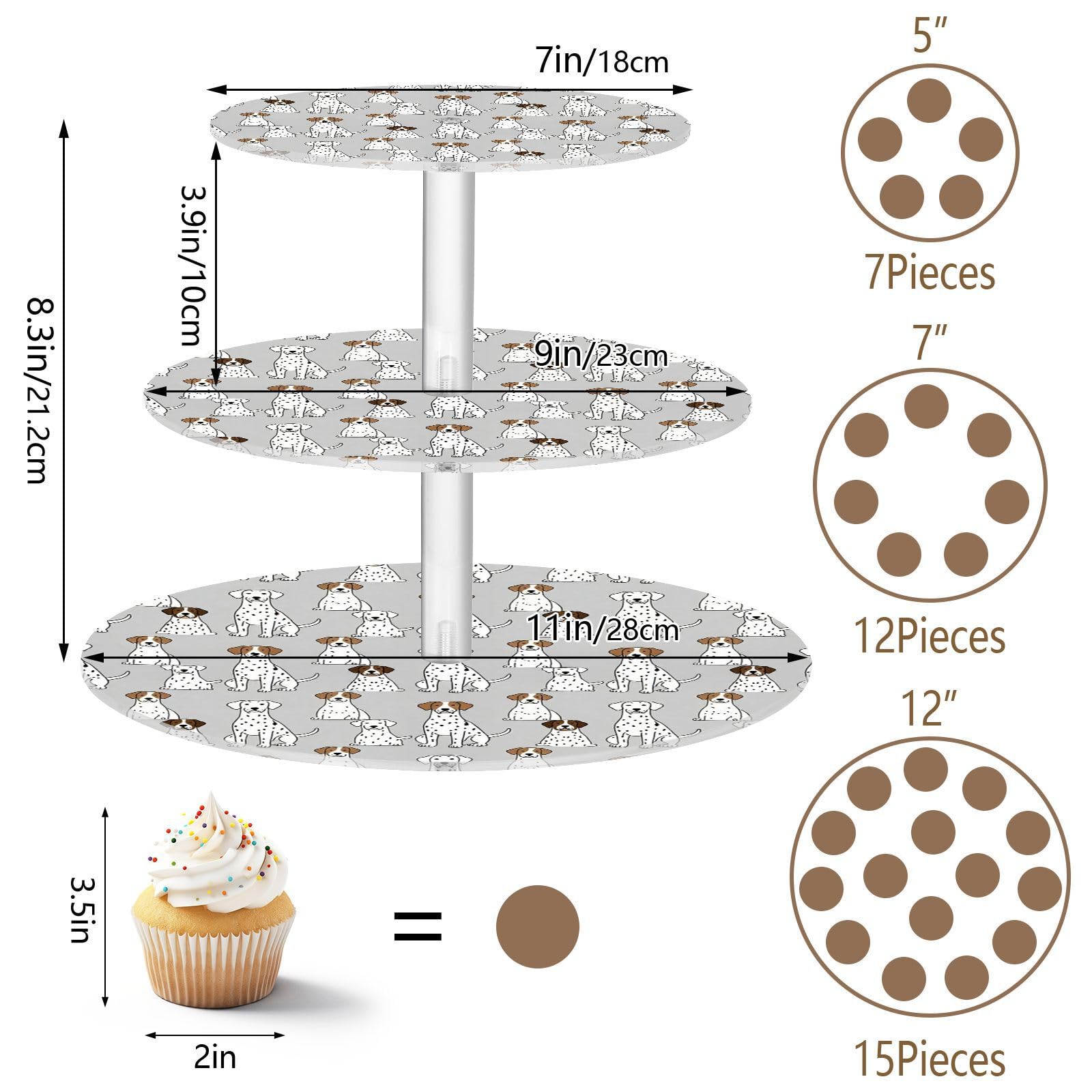 Espositore quadrato staccabile in acrilico per cupcake per feste di Natale