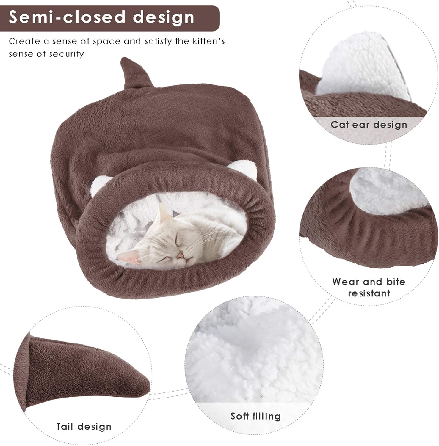 Pet Cats Sleeping Bag, Warming Washable Pet Beds Snuggle Sack Blanket Mat for Cats Or Dogs Soft Animal Beds Nest Cave House Puppy Tent Cushion for Cats Puppy Kittens
