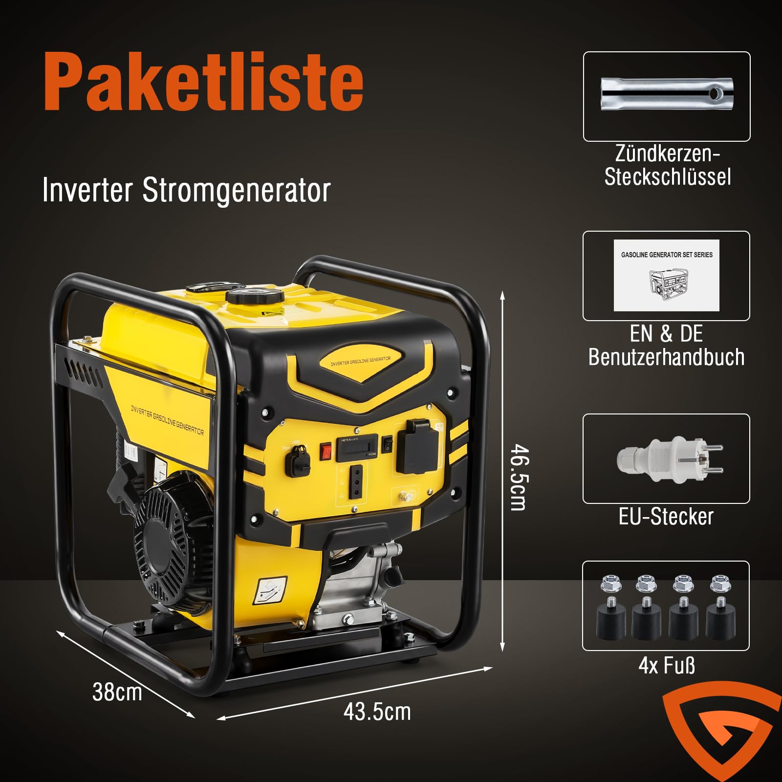 5100W Inverter Stromgenerator Benzin mit 230V Steckdosen & USB Offener Inverter Generator als Notstromaggregat hausversorgung, 4 Takt OHV Motor für Garage Werkstatt Baustelle