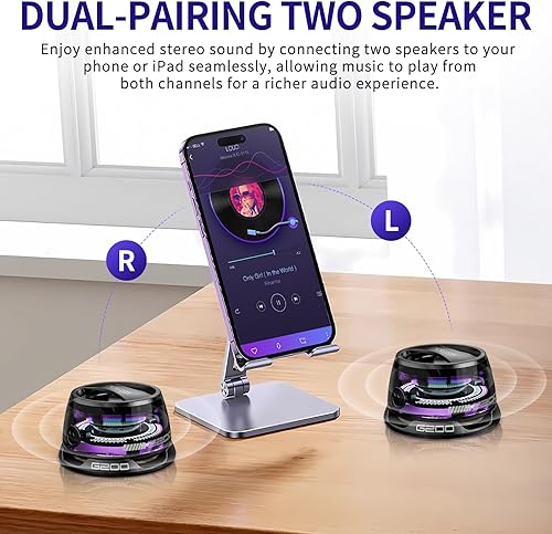 Miniatura 4 de Altavoz Bluetooth magnético G200 con luz RGB - Mini altavoz Bluetooth portátil, sonido estéreo de rango completo para 7 horas de reproducción, modo