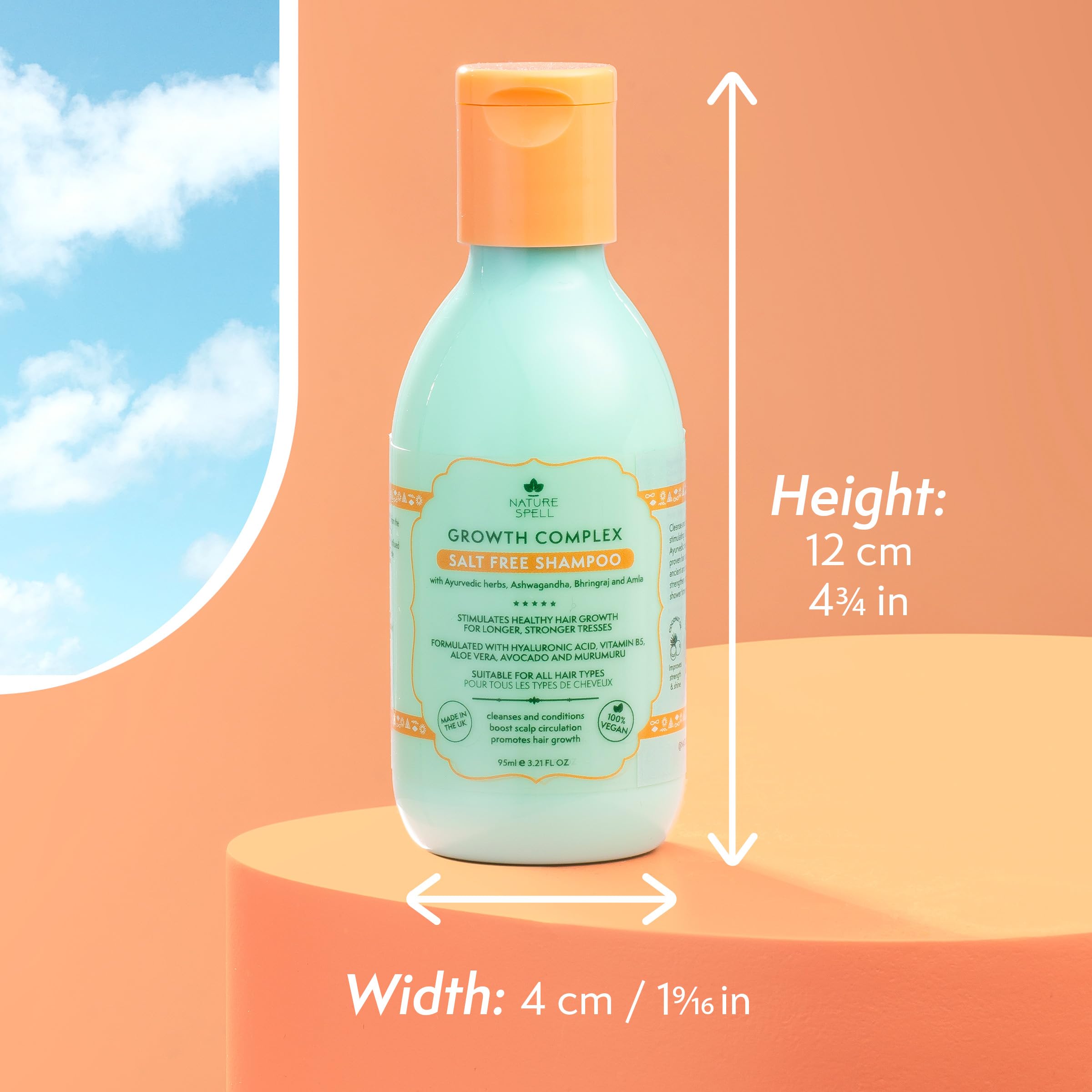 Nature Spell Hair Growth Complex Travel Size Shampoo, Nourishing & Strengthening, for All Hair Types Sulphate-Free, Vegan, 95ml - Image 2