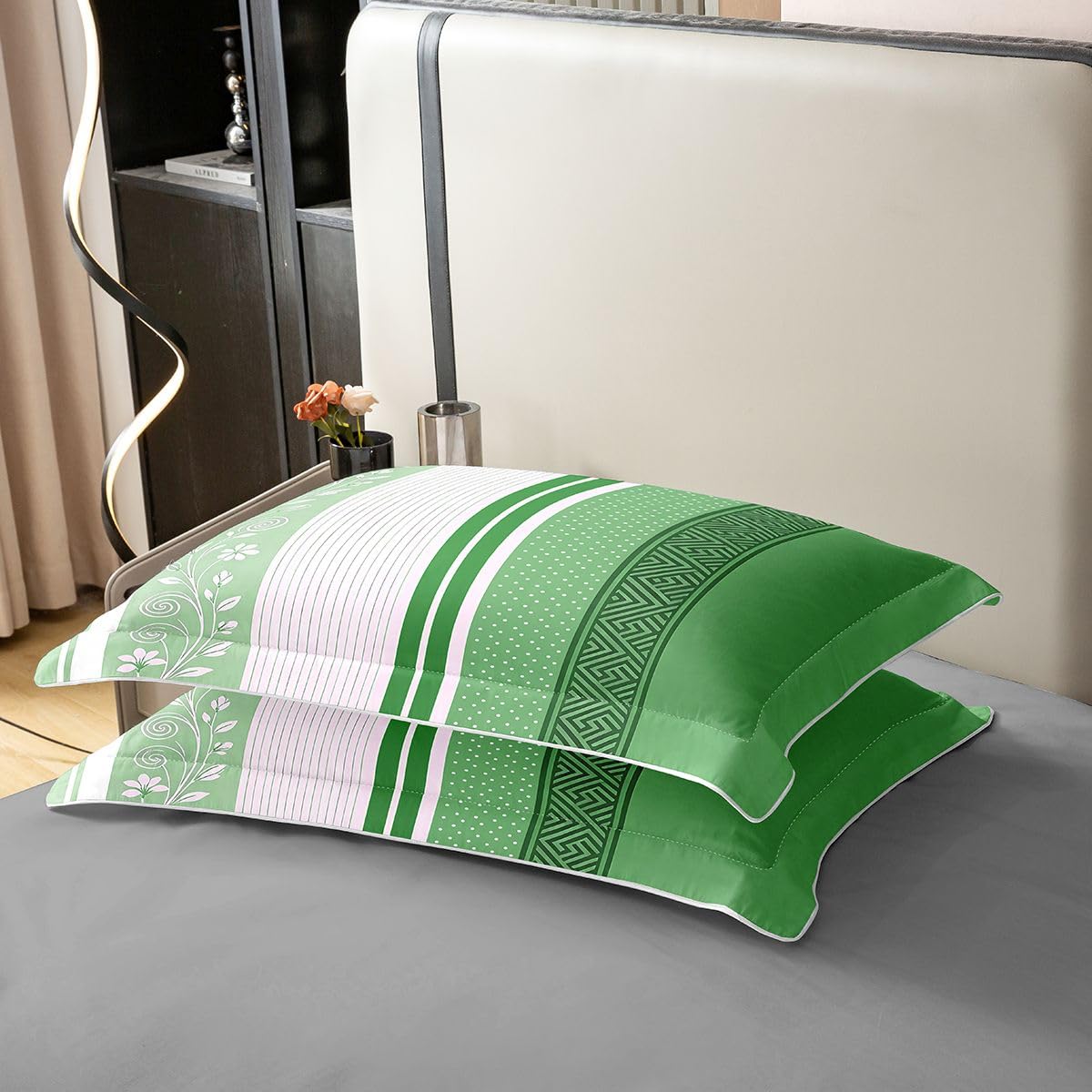 Pościel w stylu retro, 100% naturalna bawełna, rozmiar L, geometryczne paski, falowane kropki, dekoracja dla dziewcząt i chłopców, zestaw pościeli, modne linie, roślina, zielona, poszewka