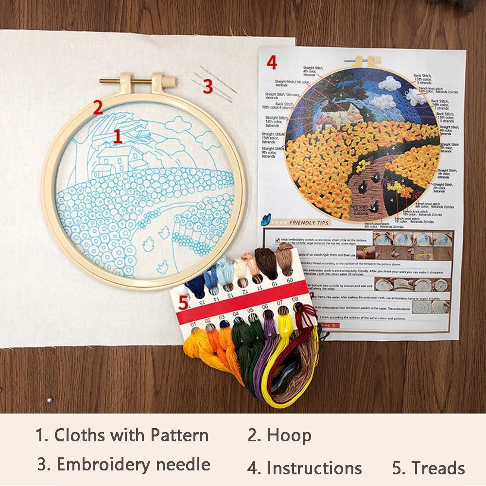 BYVUTE Wedding Embroidery Kit For Beginners - Cross Stitch Kit With Hoop, Thread, Pattern & Instructions, DIY Wedding Decor - View #3