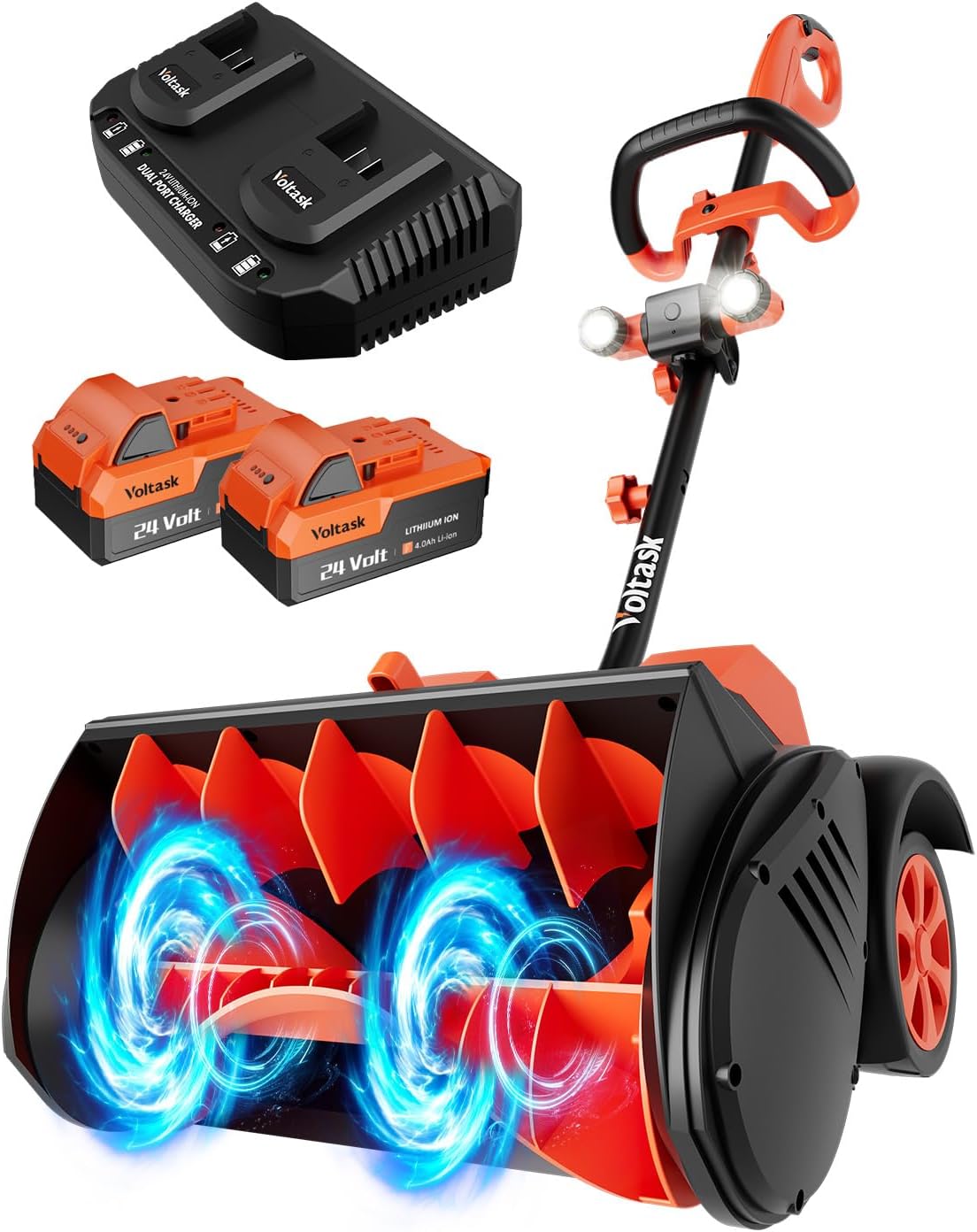 VOLTASK 48V cordless snow shovel with 2x24V packs
