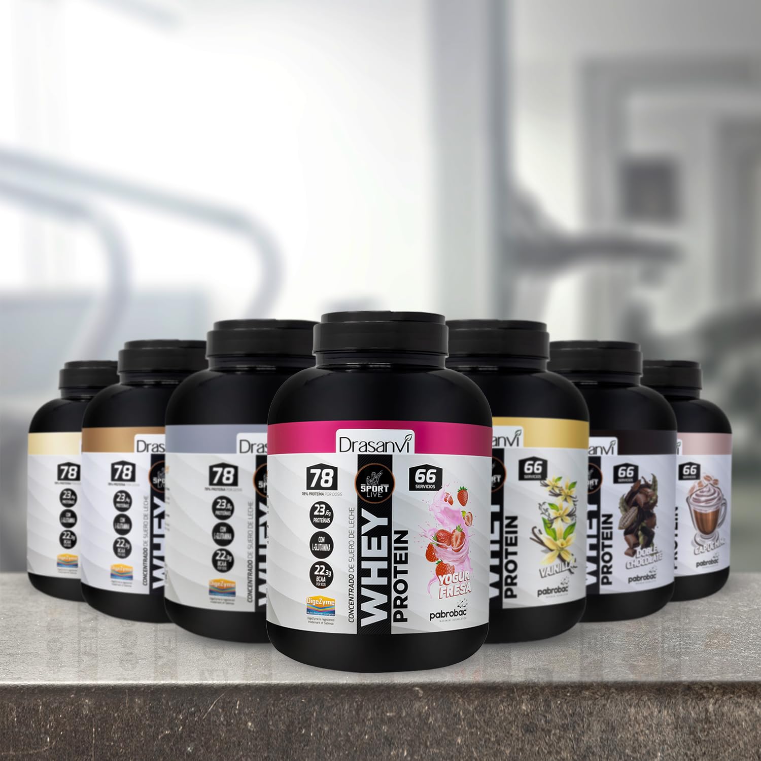SPORT LIVE Concentrado de proteinas de suero de leche | Whey Protein en polvo con L-Glutamina y L-Leucina | Ayuda a aumentar tu masa muscular | Mejora tus batidos |Yogur-Fresa | 2 KG
