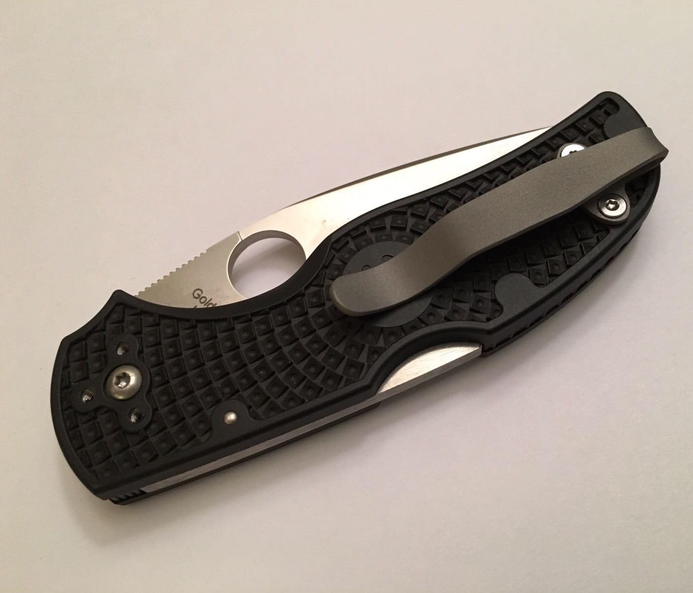 Bead Blasted Titanium Deep Carry Pocket Clip for Spyderco Native 5 FRN Lightweight C41PBK5 C41SBK5 C41PPN5 C41PDBL5