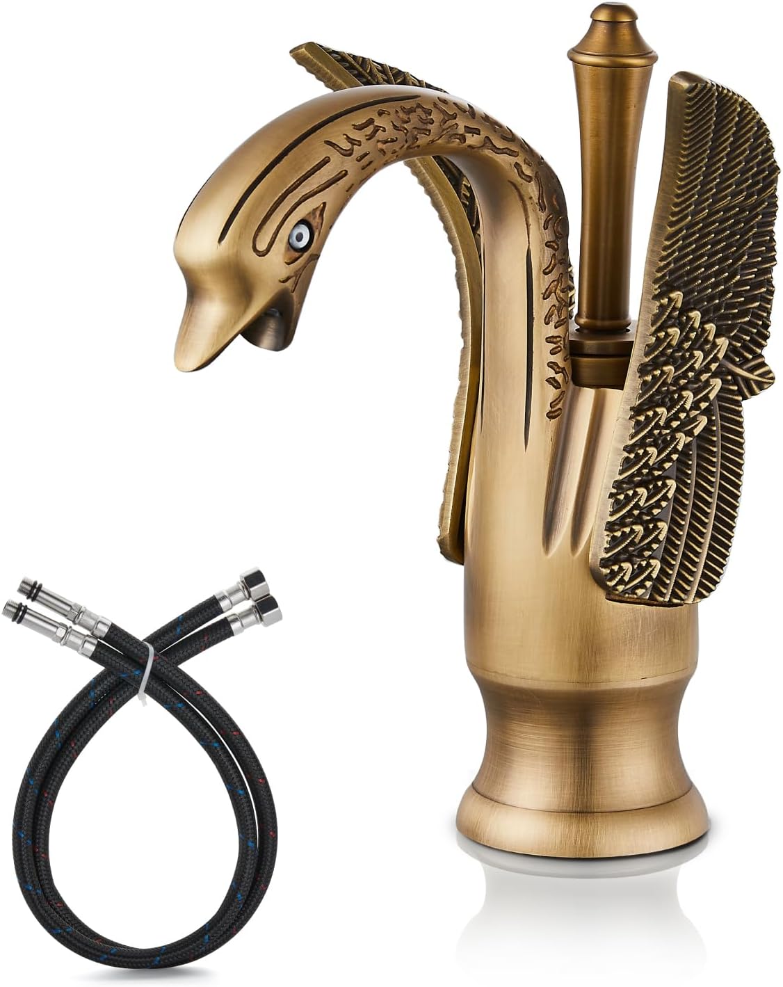 Oil Rubbed Bronze Swan Shaped Single Handle Bathroom Faucet