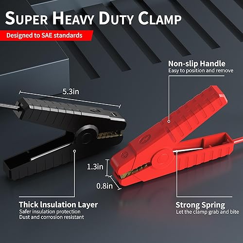 Miniatura 5 de Abrazaderas de cable de arranque de batería para Milwaukee M18 18V, 8 AWG 6.3 pies, cable de refuerzo automático para arrancar el cable de automóvil