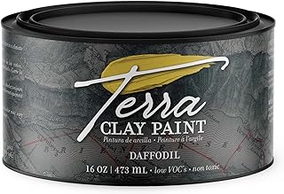 Dixie Belle Terra Clay Paint - Daffodil (16oz) - Bright Yellow Water-Based Terra Artisan Clay Paint for DIY - Wood, Canvas, Tile, Fabric, Home