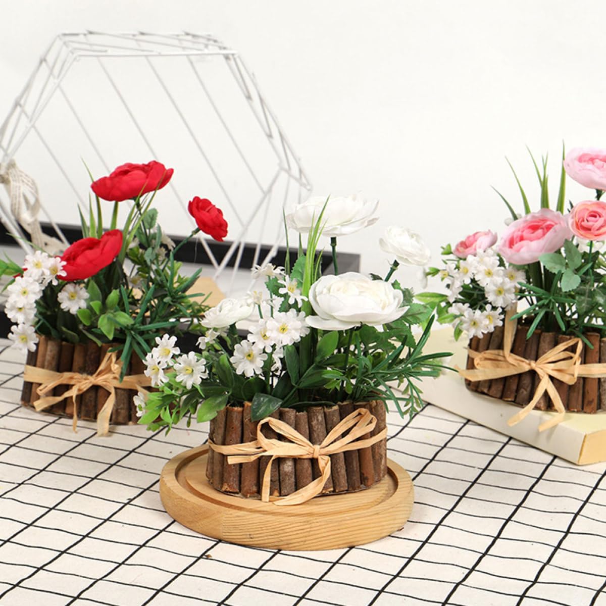 ABOOFAN 2 Pz Fiore Artificiale All'aperto Vite Di Rosa Artificiale Peonie Arredamento Falso Pianta Finta Viti Finte Camera Foglie Finte Unico Decorazione Domestica Fiori Di Legno Bianca