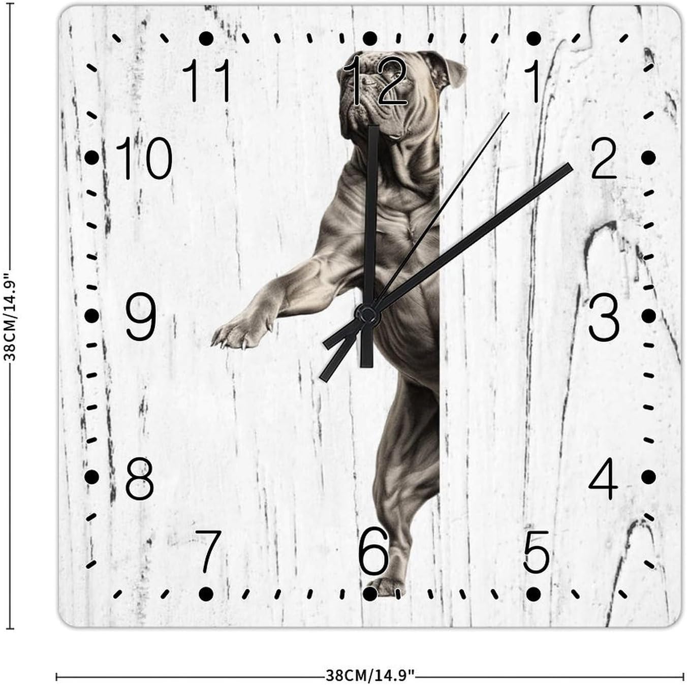 Mastiff Wall Clock Mastiff Dog Peeking ASquare Corner Wooden Clock Dog Mom Gift Square Home Decorative Clocks Non-Ticking Silent Wall Clock for Home Living Room 15x15in