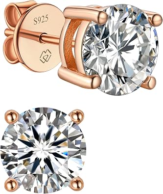 MomentWish Moissanite Earrings for Women, 925 Sterling Silver Hypoallergenic Stud Earring, Mens Lab Grown Diamond Earrings, Studs for Sensitive Ears, Gift for Mom or Wife