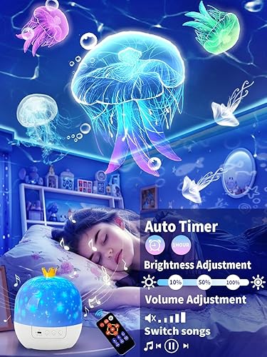 Miniatura 3 de 21 juegos de películas + proyector de luz nocturna para niños, proyector de luz nocturna para niños, techo, control remoto y altavoz Bluetooth,