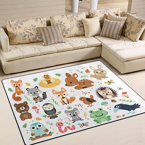 Miniatura 2 de Vantaso Alfombras de espuma suave para cuarto de bebé, divertidos animales del bosque, antideslizantes, para niños, niñas, sala de juegos, sala de