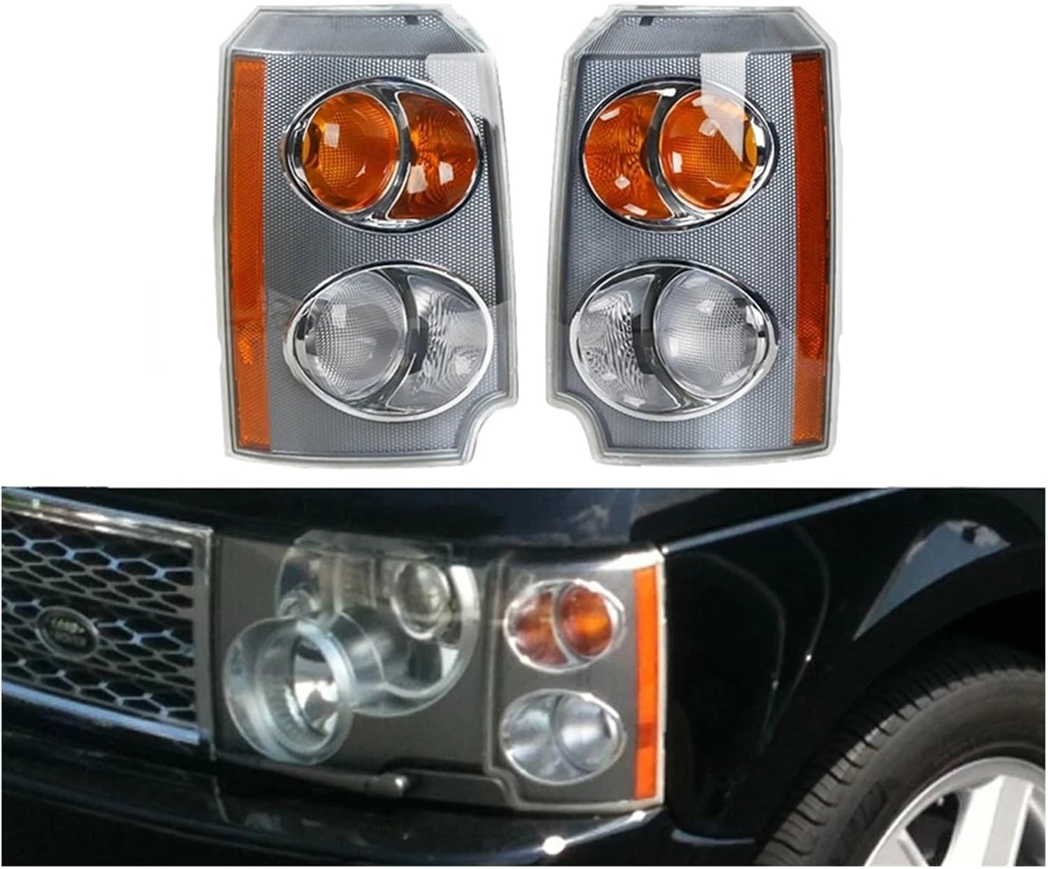 Car Left Corner Light Side Turn Signal Lamp Compatible with Land Rover Range Rover L322 2003-2005 Front Headlight Indicator Light